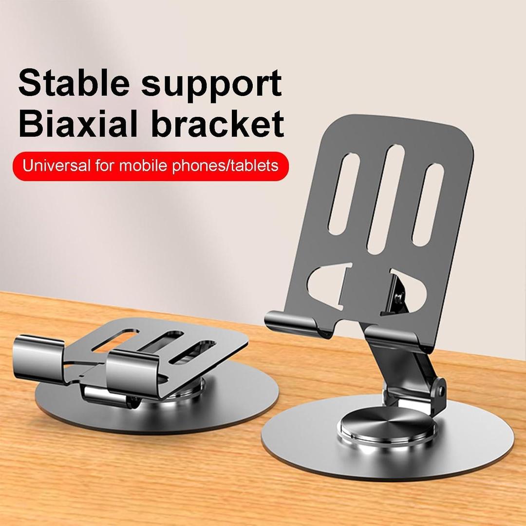 ZY034 Adjustable Desktop Mobile Phone Holder | Premium ABS Metal Biaxial Bracket Stand | 360 Degree Rotating Universal Table Mount.